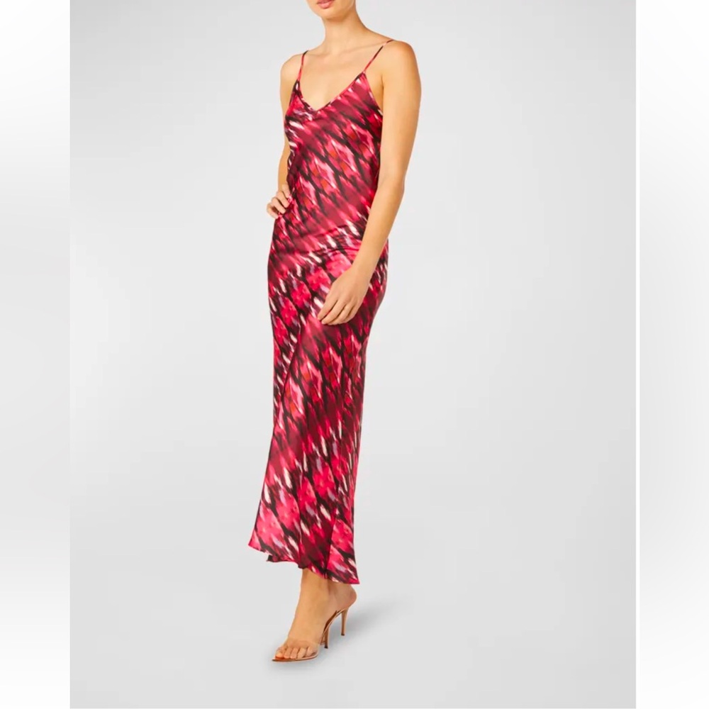 NWT Misa Moa Cowl-Back Printed Satin Slip Dress